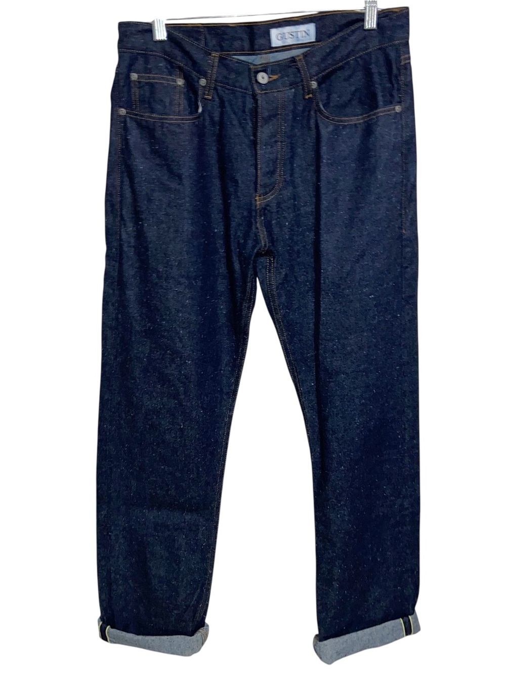 Gustin Jeans Mens 34 California Straight Raw Selvedge Denim Dark Indigo USA Made